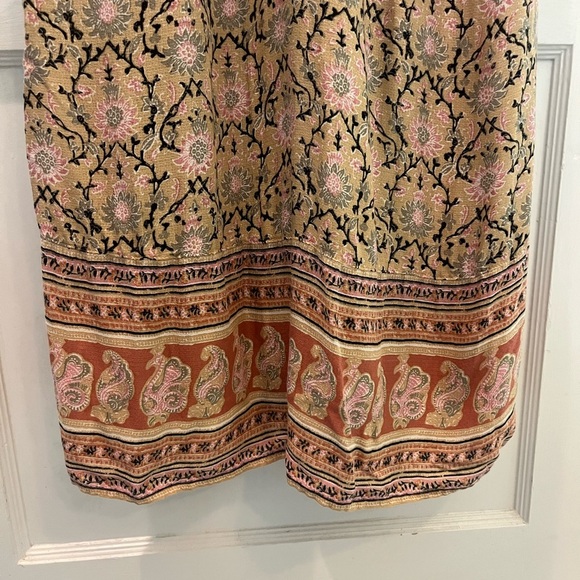 Lucky Brand Boho Floral Sleeveless Maxi Dress in Tan and Pink Size XS - Picture 3 of 8